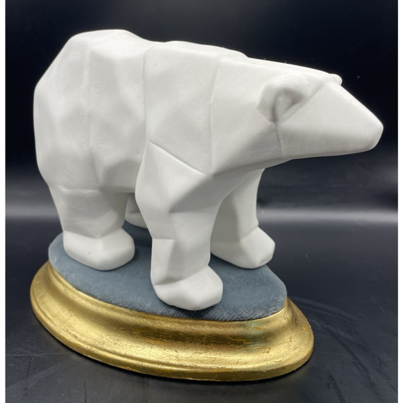 Ceramic Geometric Cubist Abstract Art Polar Bear Figurine - Picture 1 of 12